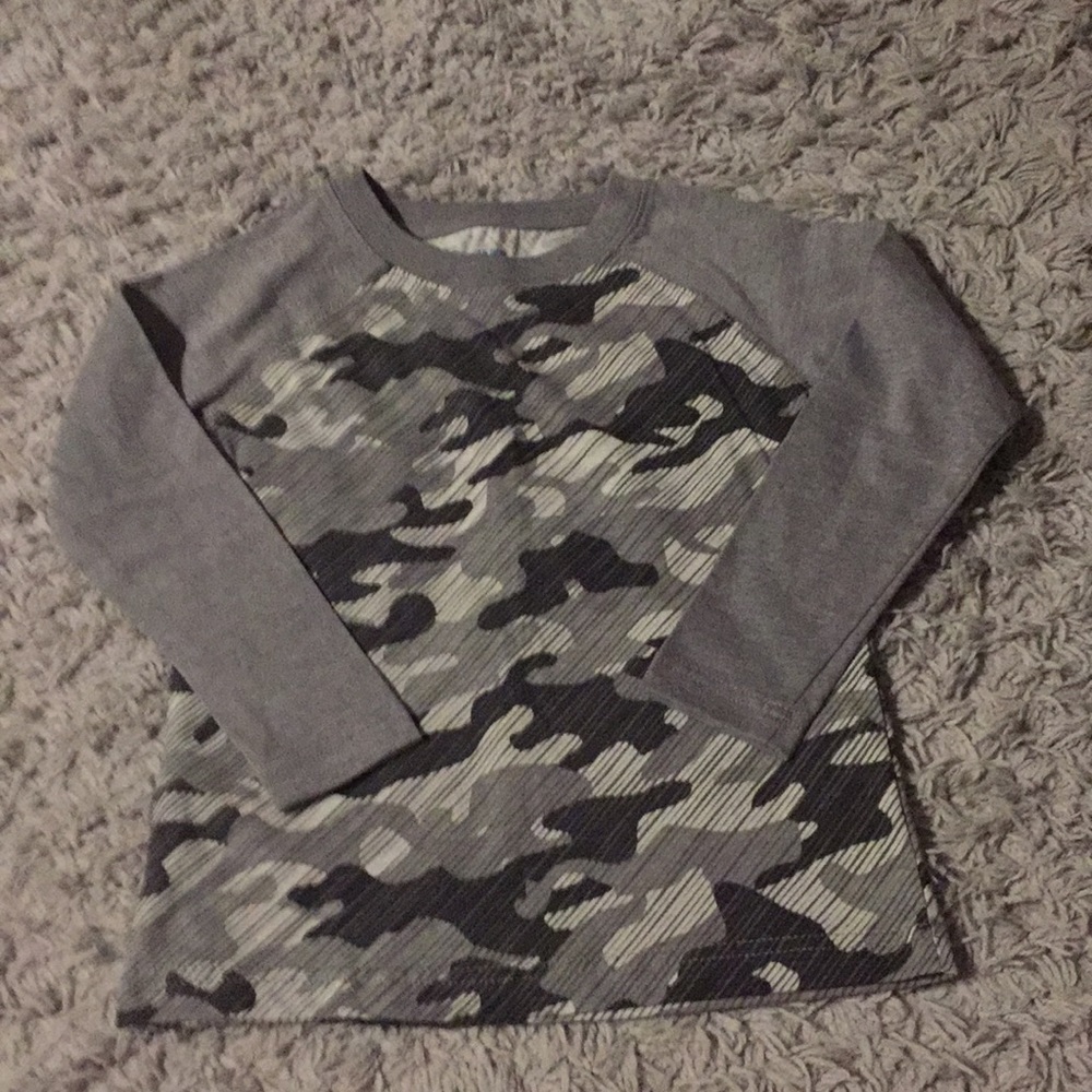 Boys long sleeve gray camouflage shirt